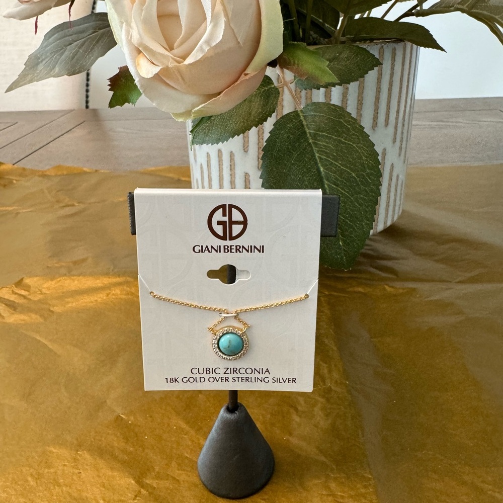 18k gold plated over silver chain with Turquoise stone.  NWT